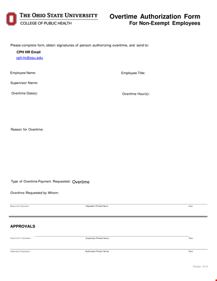 non exempt employees overtime authorization form template