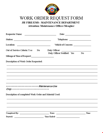 order form template - simplify maintenance requests with our easy-to-use order form template