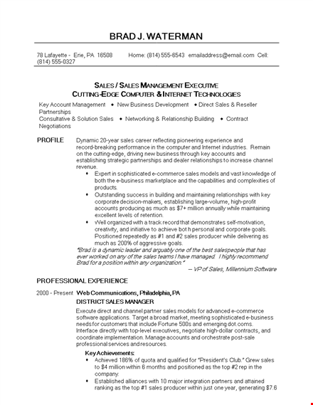 finance sales executive resume template