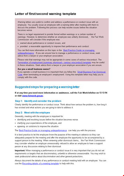 staff formal warning letter template template