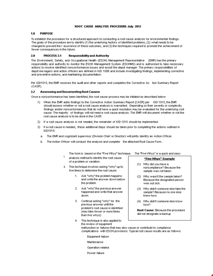 root cause analysis template - identify actionable causes template