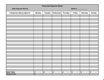 personal expense template