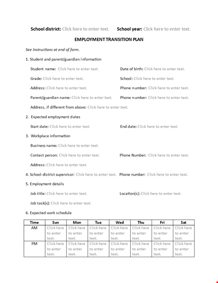 effective transition plan template for school and employment - click now! template