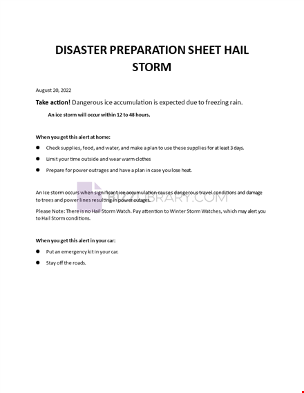 disaster preparation sheet severe hailstorm template