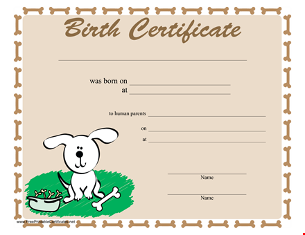 sample dog birth certificate template
