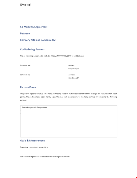 marketing partnership agreement template - company & partnership agreements template