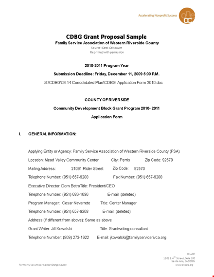 grant proposal template for community youth program | valley center template