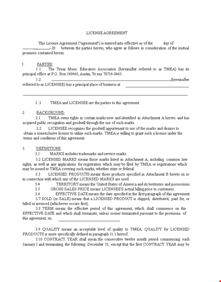 license agreement template