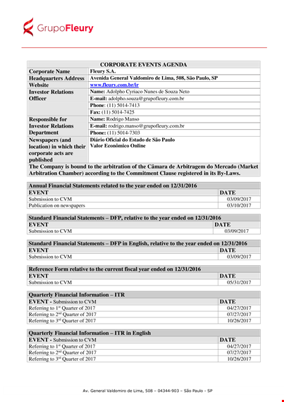 corporate event agenda template template