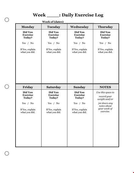 track your progress and stay fit with the daily exercise log template