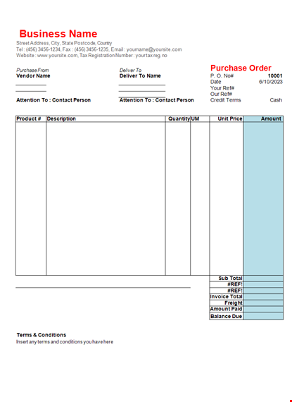 order your terms with our purchase order templates - yoursite template