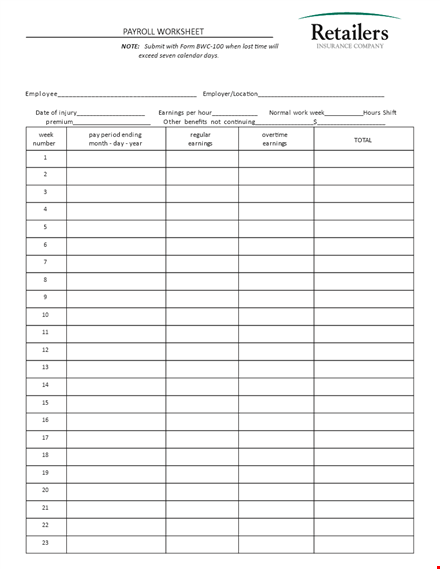 payroll template - streamline your payroll with this easy-to-use worksheet for calculating earnings template