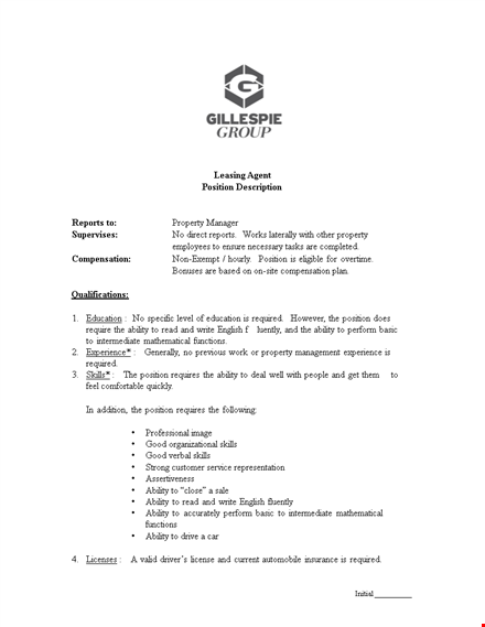 property management leasing consultant job description template