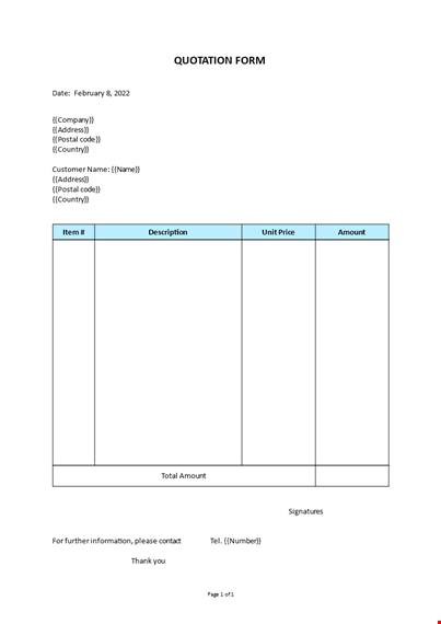 quotation form template