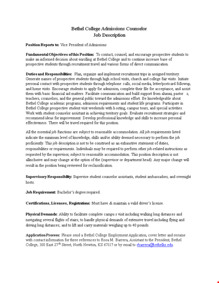 college admissions counselor job description template