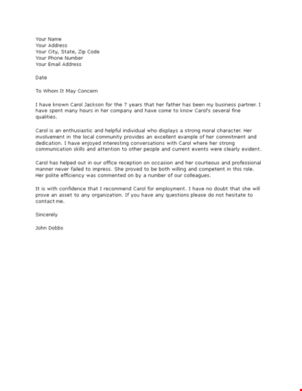 strong reference letter template template
