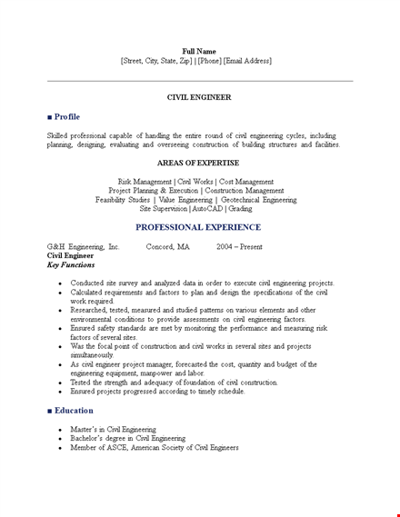 professional civil engineering resume template