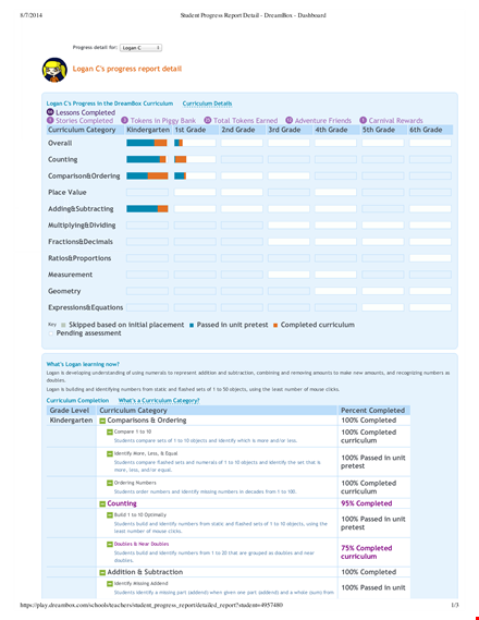 student progress report dashboard template