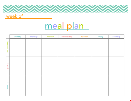 sunday meal plan template template