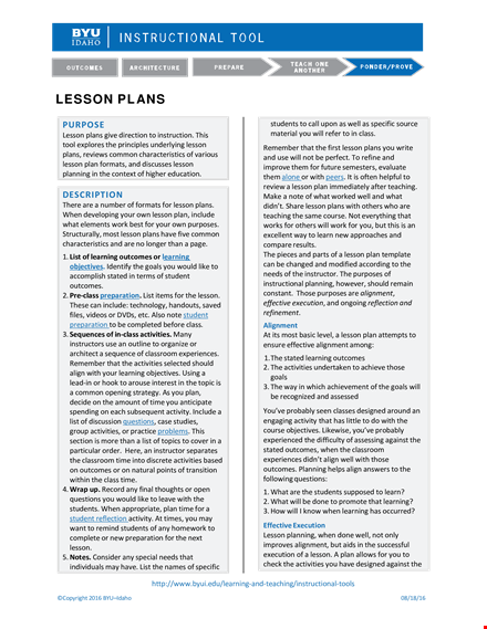 college course lesson planning: a comprehensive guide to effective learning and lesson design template