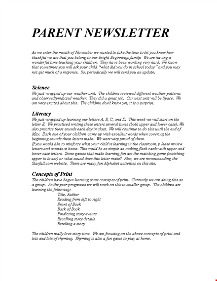 preschool newsletter template | engage children in learning template