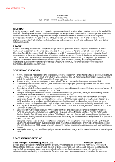 senior sales professional resume template
