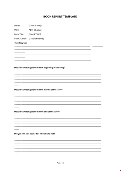 book report template template