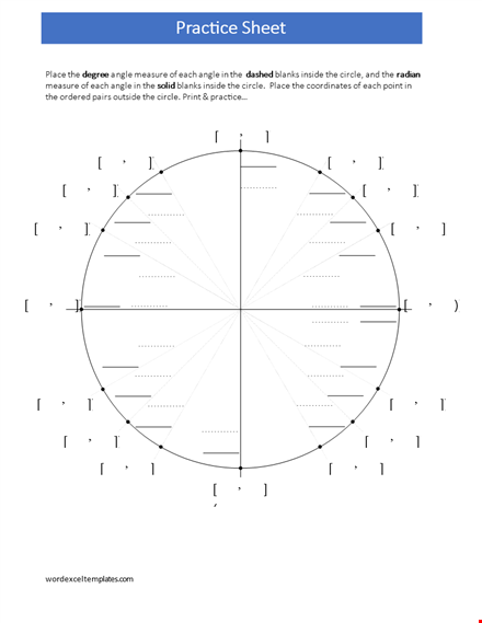 unit circle chart form template