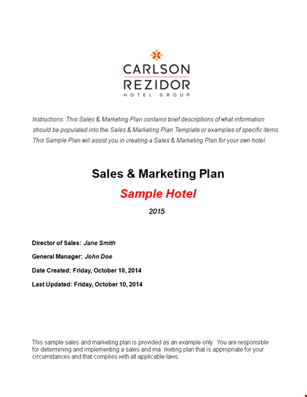 hotel annual marketing plan template