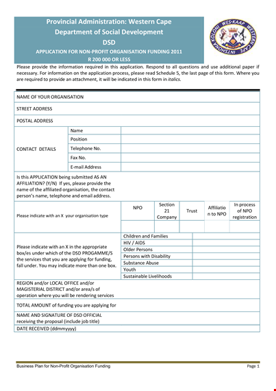 non profit organization business plan template | secure funding and organize your organization template