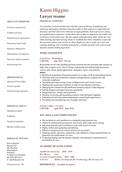 legal resume: create your winning personal lawyer resume | dayjob template