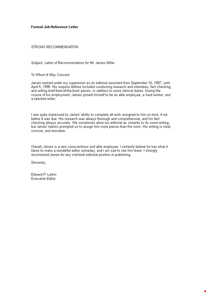 formal job reference letter template
