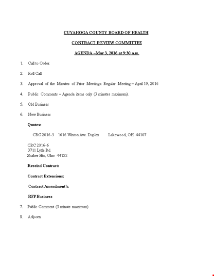 contract review agenda template