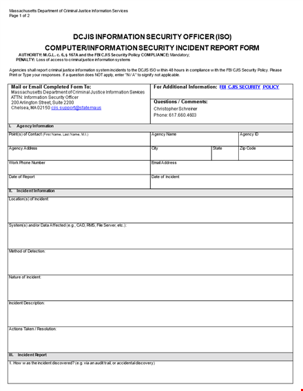 security officer incident report - detailed information on criminal justice incidents template
