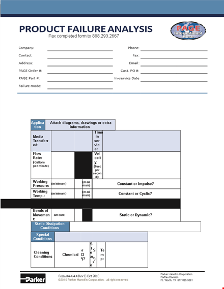 product failure analysis template template