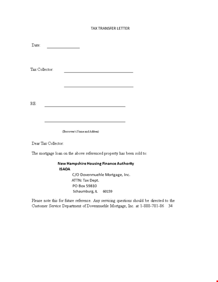 property tax transfer letter template template