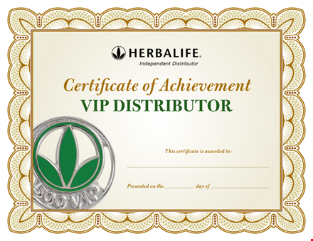 distributor certificate of achievement template