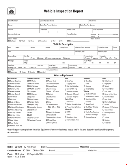 vehicle inspection template