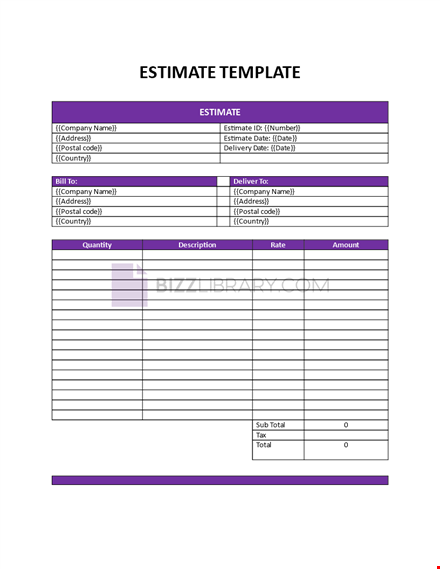 estimate template template