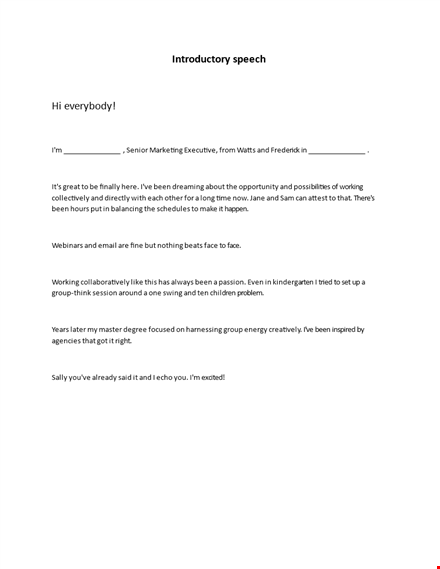 introductory speeches template
