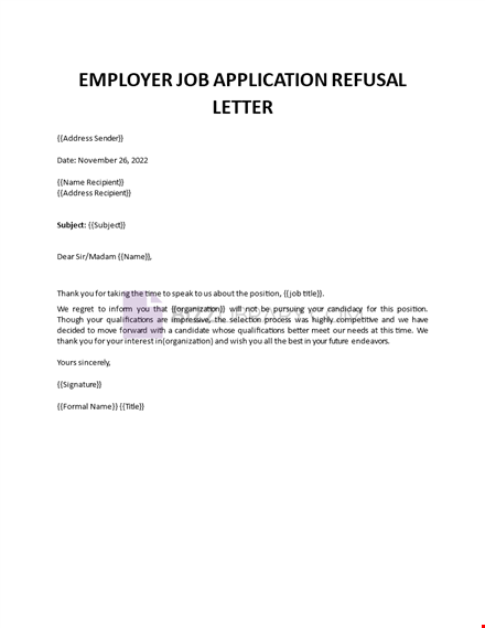 candidate rejection email template
