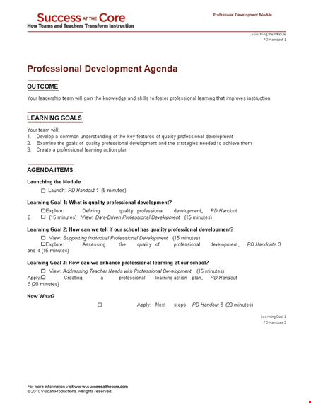 create an impactful professional development agenda for continued learning template
