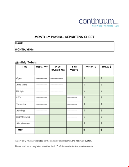 monthly payroll template