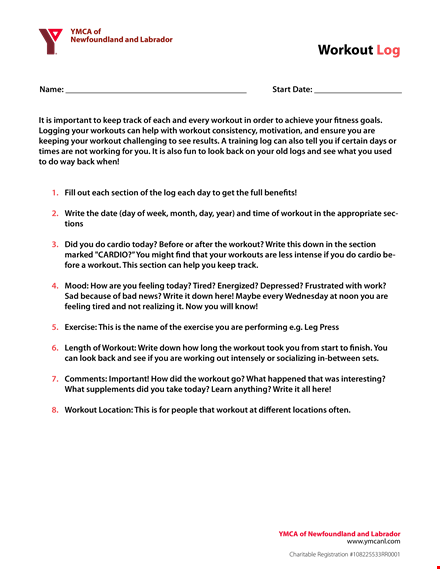 printable workout log: track your fitness progress in newfoundland and labrador template