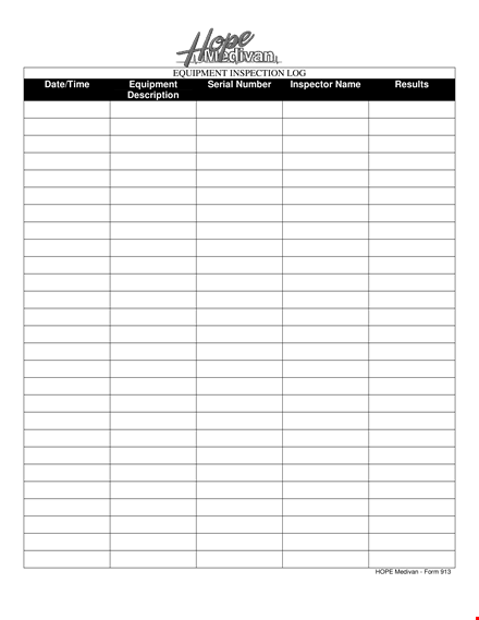 equipment inspection log template template