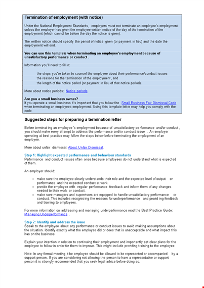 employee termination letter with notice period download template