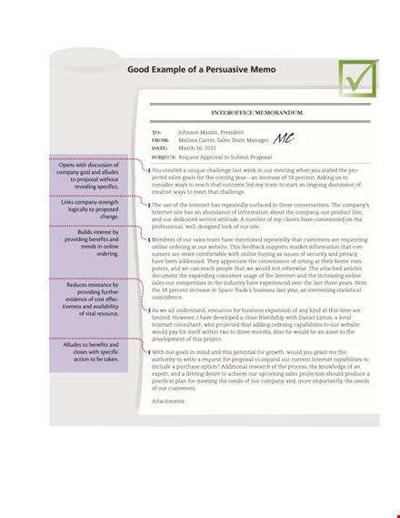 persuasive business memo template template