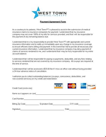 payment agreement template | clearly understand your payment and insurance services template