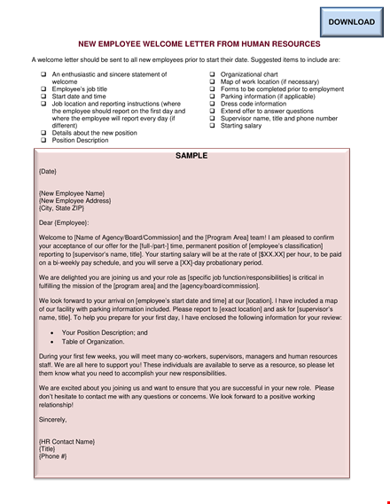 new employee letter template template