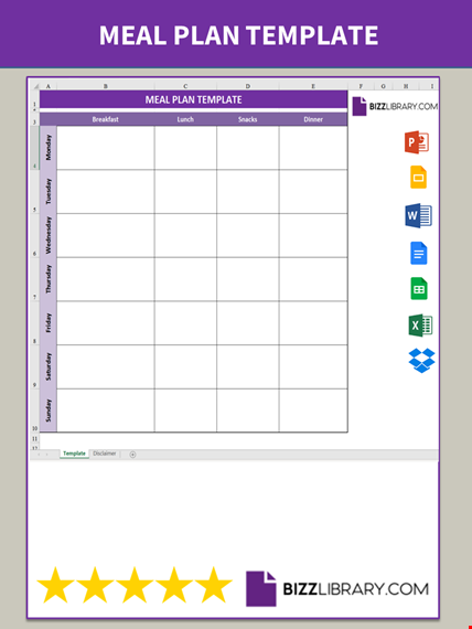 meal plan sample template template